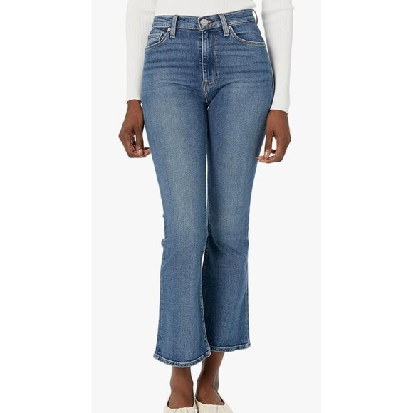 New Hudson Women's (32) Barbara High Rise Bootcut Crop Raw Hem Blue Jeans $195 - Picture 2 of 15